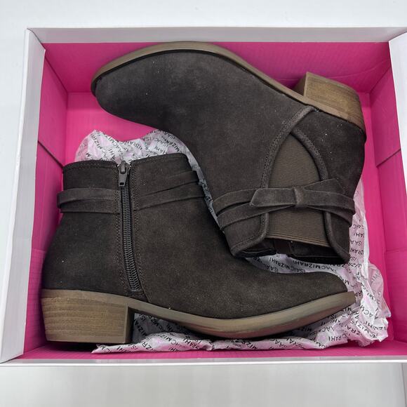 Isaac Mizrahi Live! Leather Boot Womens 7M Brown Boots Heel Side Zip - Picture 2 of 12